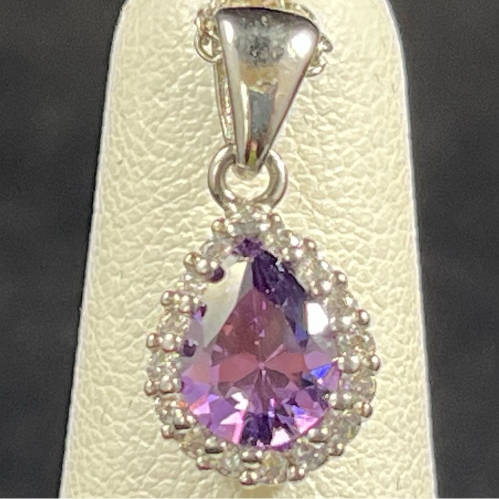 Mystic Amethyst & White Topaz Sterling Silver Pendant & Link Chain